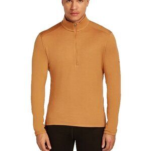Icebreaker men's Merino 260 Tech Long Sleeve Half Zip Thermal Top Size M Camel